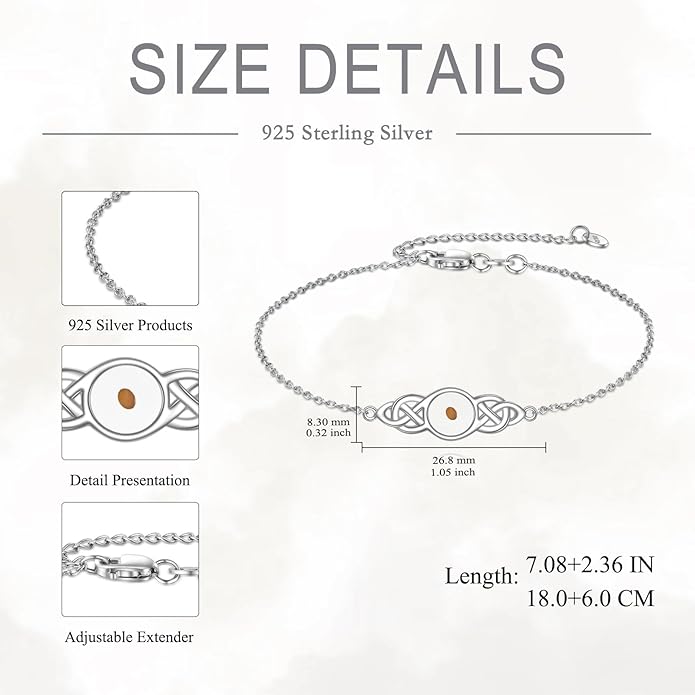 Mustard Seed Cross/Paw Print/Butterfly/Sunflower/Compass/Moss Agate Bracelet for Women 925 Sterling Silver Graduation Link Bracelet Jewelry for Women