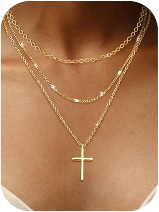 Besteel 3Pcs Dainty Layered Necklaces for Women - Paperclip Choker Necklace Stacks Set Trendy Simple Layering Chain Pendant Jewelry Non Tarnish Gifts