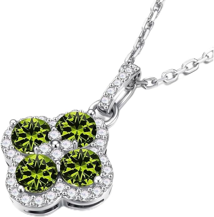Iefil Valentines Day Gifts for Her - 925 Sterling Silver Birthstone Clover Necklace for Women, Anniversary Birthday Gifts for Women Wife Girlfriend Mom