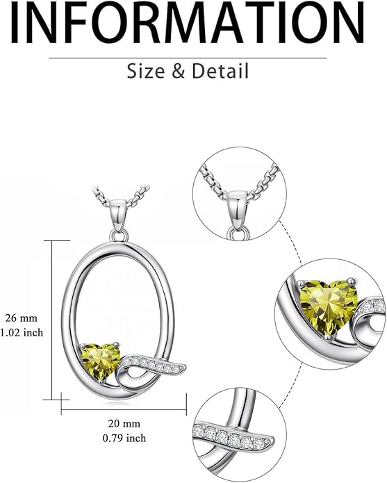 Christmas Gifts for Women Alphabet A to Z Initial Birthstone Pendant Necklaces for Women - 18k White Gold Plated Personalized Name Jewelry Valentine Mothers Day Birthday Gifts for Women Her Girlfriend