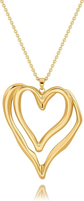 CANEVINKA 18K Gold Plated Pendant Long Chain Necklace Sweater Necklace Fashion Jewelry for Women