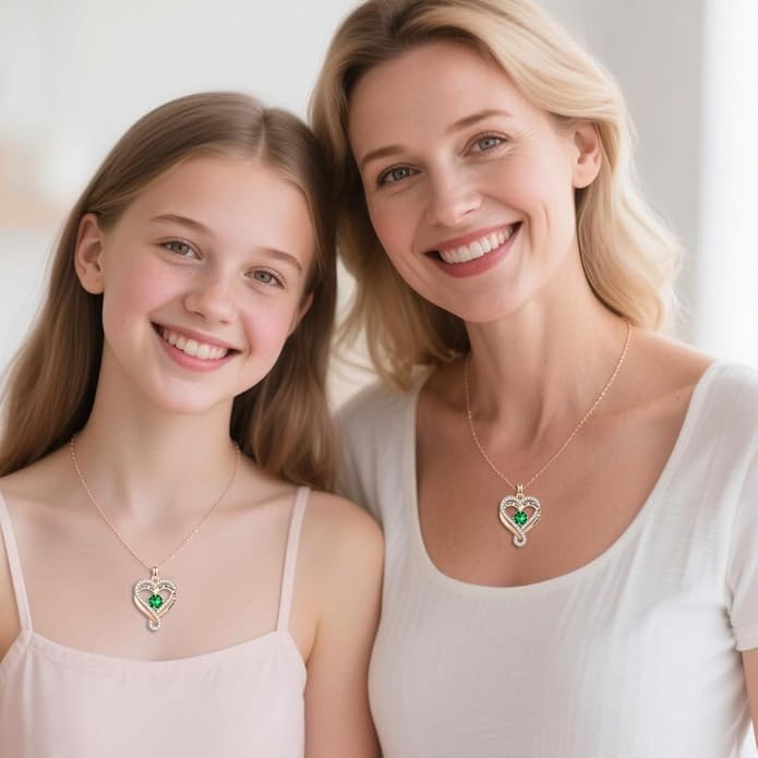 Birthstone Heart Necklaces for Women, Infinity Pendent S925 Sterling Silver Jewelry for Women, Wedding Anniversary, Birthday Mother’s Day Gifts for Mom, Mother, Wife, Girlfriend