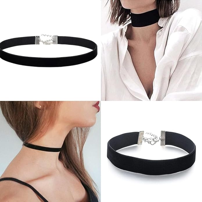 Black Choker Necklaces for Women 90s Red Black Velvet Choker Necklace Thick Thin Chocker Tube Heart Circle Choker Necklace Lace Tatto Collar Necklace Goth Choker Jewelry