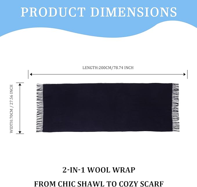Temminc Winter Scarf for Women - Soft Warm Pashmina Shawl Wrap, Lightweight Fashion Blanket Travel Shawl, Solid Color Scarf
