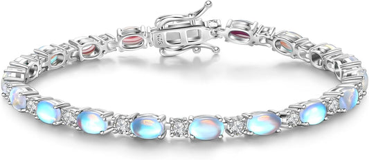 FANCIME Birthstone Bracelets Sterling Silver Tennis Bracelets Charm Fine Jewelry Birthday Gifts for Women 7"