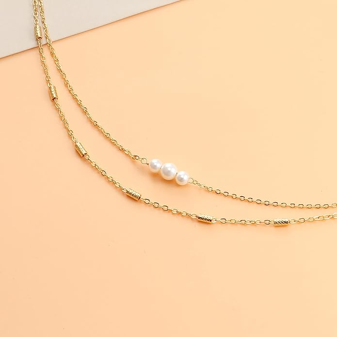 Pencros Dainty Layered Anklet,14K Gold Filled Cute Beads Satellite Chain Heart Boho Adjustable Anklets for Women