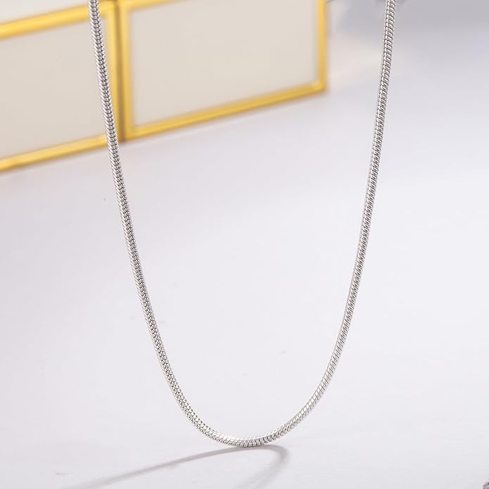 Women 925 Sterling Silver Magic Snake Chain Necklace- Men 1.2MM Solid Snake Chain Flexible Choker 16"-30" Italian Silver 24K Gold Over Jewelry