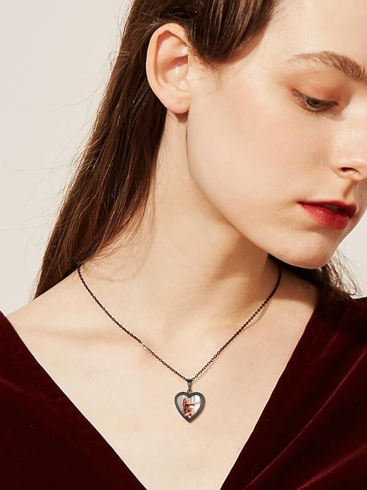 Supcare Locket Necklace That Holds Pictures-Engraved Photo Pendant Custom Jewellery Gifts for Men Women (with Jewellery Gift Box)