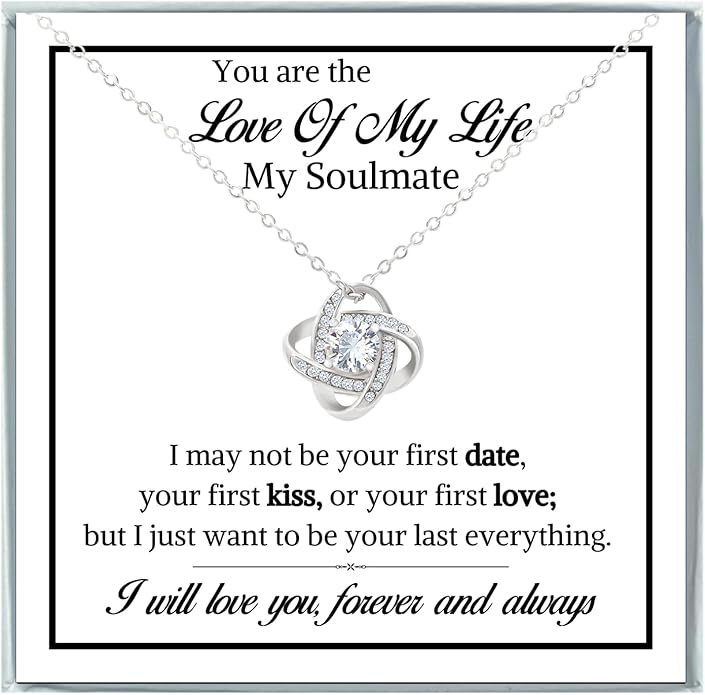 To My Soulmate Necklace For Women, Soul Mate Jewelry for Women, Future Wife Gifts, To My Wife Necklace from Husband, Gifts for Girlfriend, Pendant With Message Card