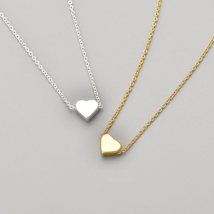 Zeffy Dainty Gold Heart Necklace for Women Trendy 14K Gold/Silver Plate Cute Heart Pendant Choker Necklaces Gold Love Heart Chain Necklace for Women Dainty Gold Jewelry Gifts for Women