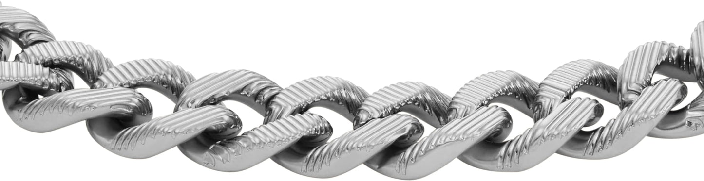 Fossil Men's Plated Stainless Steel Engravable Personalized Gift ID, Chain or Cuff Bracelet for Men