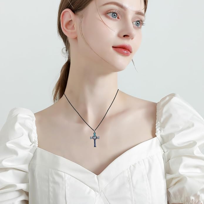 YEESIA Cross Necklace for Men Women 925 Sterling Silver Christian Pendant Religious Jewelry Gift for Men Women.