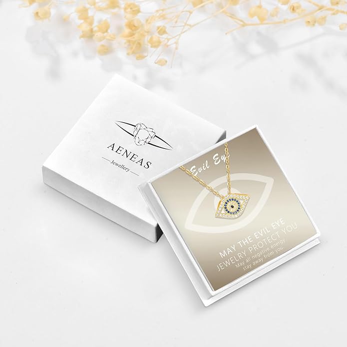 AENEAS Evil Eye Necklace for Women 925 Sterling Silver Necklace Ojo Turco Trendy Jewelry Gifts for Women Wife