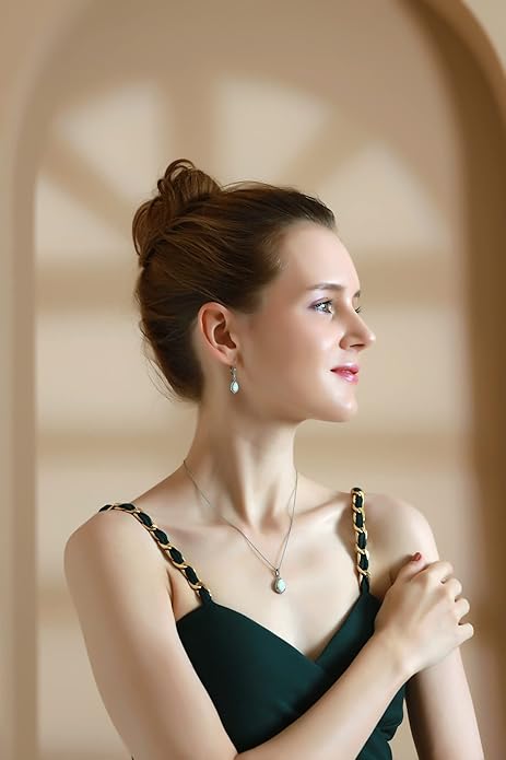 Jewelry Sets for Women, Necklace and Earring Sets for Women, Birthstone Jewelry, Genuine or Synthetic Gemstones, Teardrop Necklace and Dangle Earrings, Pendant Necklace, Sterling Silver Jewelry