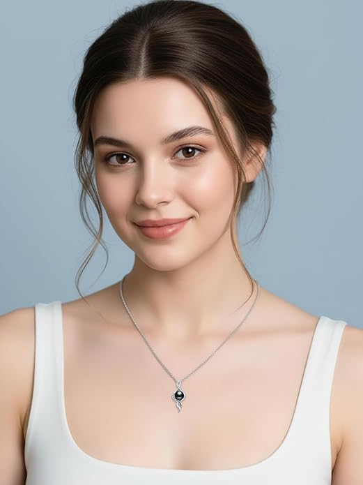 KANNSOAR Tahitian Black Pearl 18K White Gold Plated Sterling Silver Heart/Infinity/Four Leaf Clover Pendant Necklace Jewelry Gifts for Women Wife Mom Girlfriend Wedding Birthday Anniversary Christmas