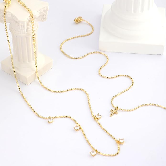 Cross Necklace for Women 14K Gold Silver Plated Dainty Small Cross Pendant Choker Simple Trendy Cute Cross Charm Chain Necklace Easter Basket Stuffers Baptism Religious Faith Jewelry Gift