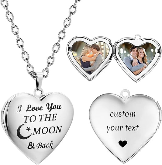 PHOCKSIN Personalized Locket Necklace for Women Photo Necklace with Customized Picture Birth Flower Birthstone New Years Gifts for Women