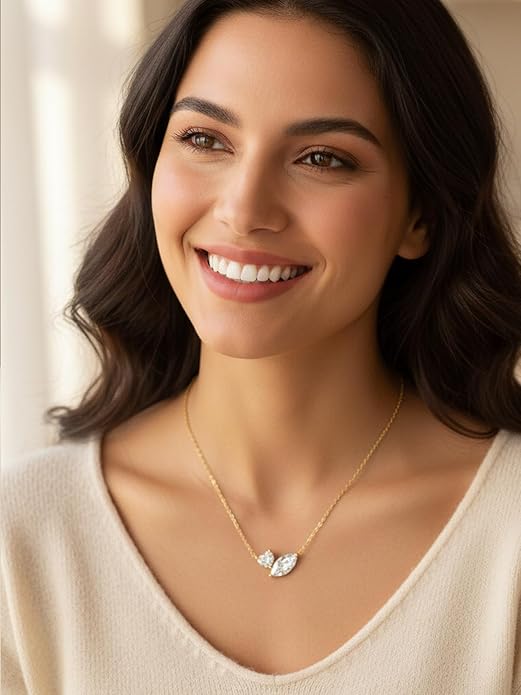 CYW Moissanite/Ruby/Sapphire/Emerald Dainty Pendant Necklace for Women, Novelty Design, Really Authentic Solid 925 Sterling Silver, 16"/18"/20" Adjustable, Birthday Anniversary Valentines Gift