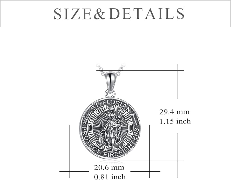 YFN Patron Saint Necklace Sterling Silver Amulet Medal Pendant Religious Protector Jewelry Gifts for Women Men