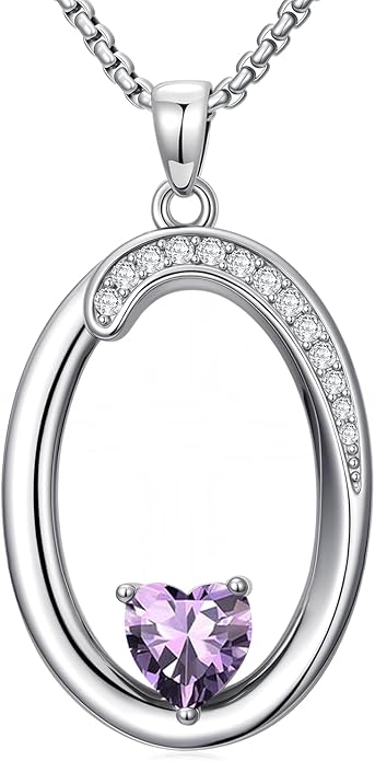 Christmas Gifts for Women Alphabet A to Z Initial Birthstone Pendant Necklaces for Women - 18k White Gold Plated Personalized Name Jewelry Valentine Mothers Day Birthday Gifts for Women Her Girlfriend