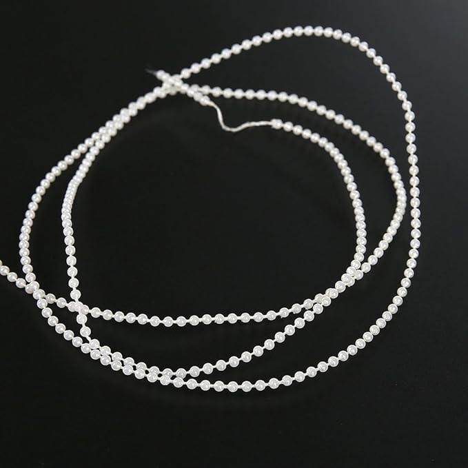 FQTANJU 2.5mm Ivory Faux Pearl Beads Garland Pearl Bead Roll Strand for Wedding, Birthday Party, Bouquet,Crafts Decoration (100 Meters Length)