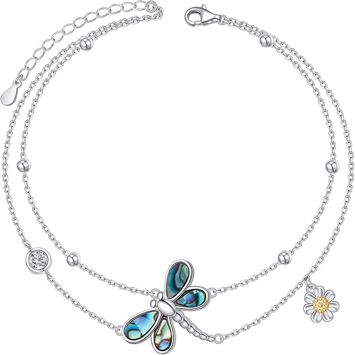 925 Sterling Silver Dragonfly Anklet Dragonfly Bracelet Jewelry for Women