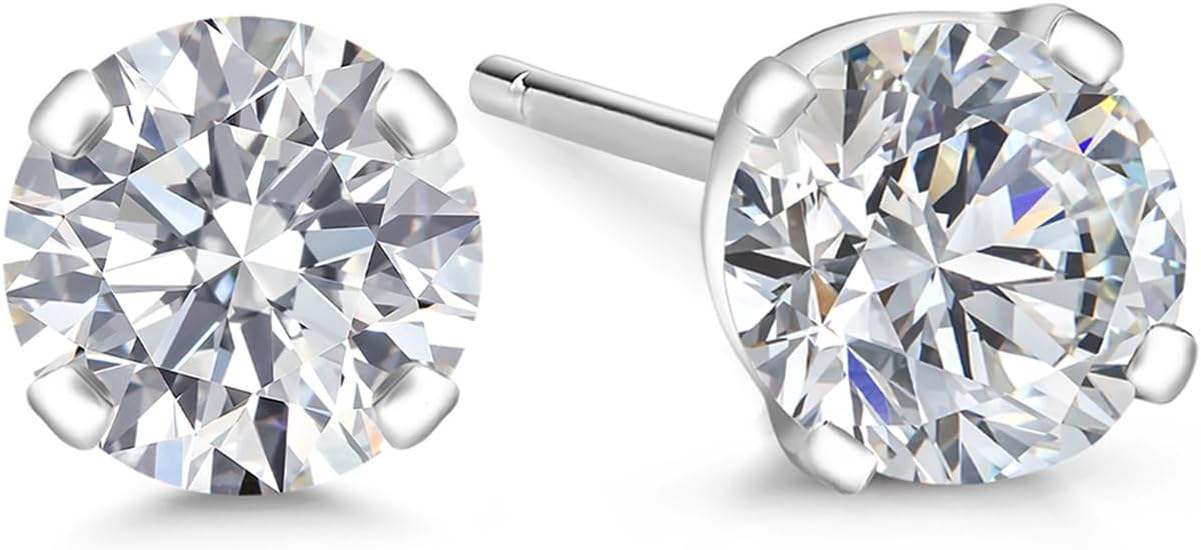 Gem Stone King 0.20 to 6 Cttw 14K Gold Lab Grown Diamond Stud Earrings | Gold Earrings For Women Men | E-F Color | VS1-VS2 Clarity