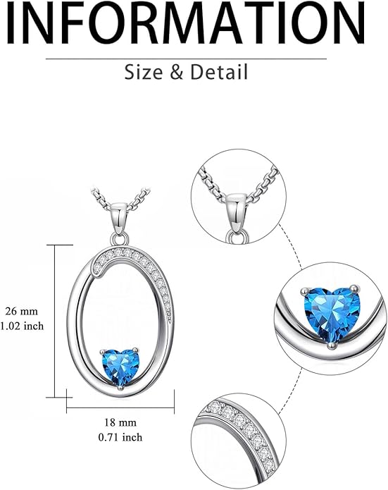 Christmas Gifts for Women Alphabet A to Z Initial Birthstone Pendant Necklaces for Women - 18k White Gold Plated Personalized Name Jewelry Valentine Mothers Day Birthday Gifts for Women Her Girlfriend