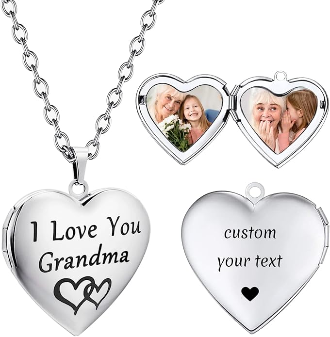 PHOCKSIN Personalized Locket Necklace for Women Photo Necklace with Customized Picture Birth Flower Birthstone New Years Gifts for Women