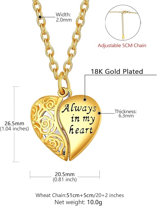 Supcare Locket Necklace That Holds Pictures-Engraved Photo Pendant Custom Jewellery Gifts for Men Women (with Jewellery Gift Box)
