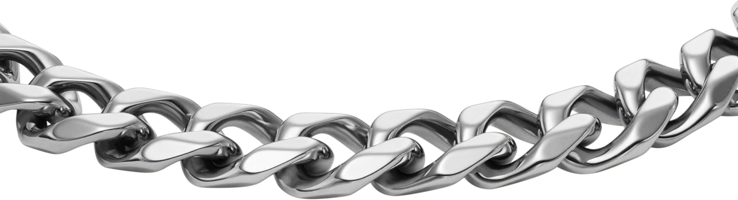 Fossil Men's Plated Stainless Steel Engravable Personalized Gift ID, Chain or Cuff Bracelet for Men