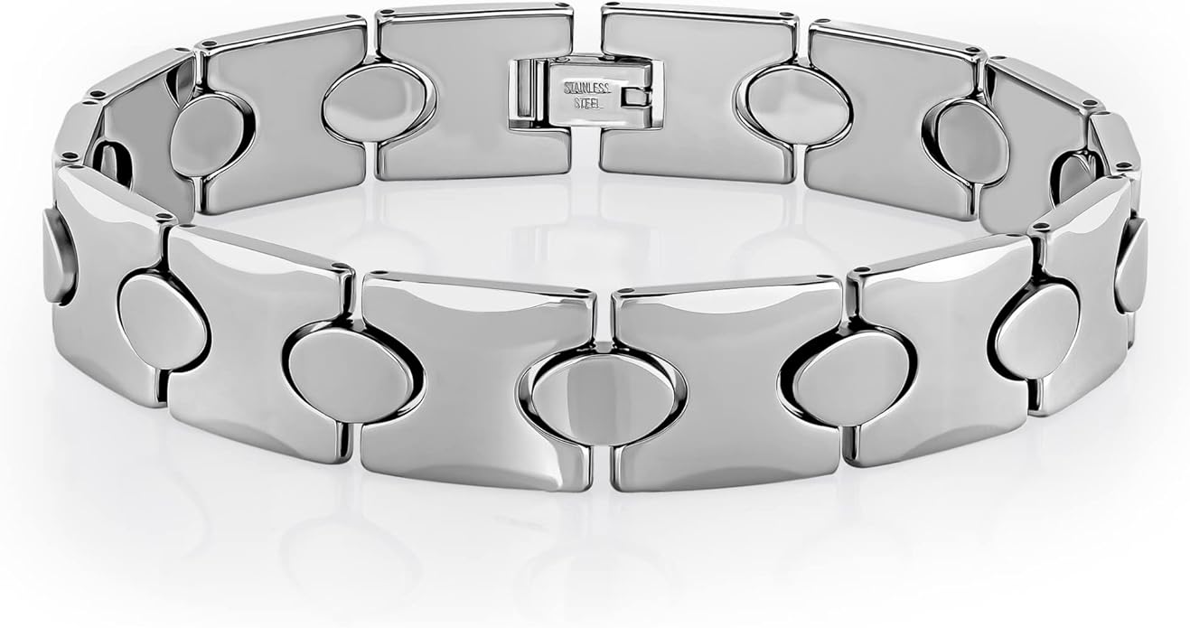 Urban Jewelry Men’s Tungsten Carbide Link Bracelet Collection – 8.3–8.5" Length, 10 mm Heavy Chain, Cross, Track, Box & Wheat Styles, Scratch & Tarnish Resistant, Secure Snap‑Lock, Gift Box