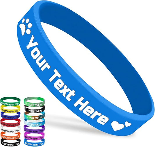 Custom Silicone Wristbands Bulk 1/5/25/50/100/200 PCS Personalized Rubber Bracelets Wristbands for Events,Support, Fundraisers, Motivation, Awareness(Sky Blue)