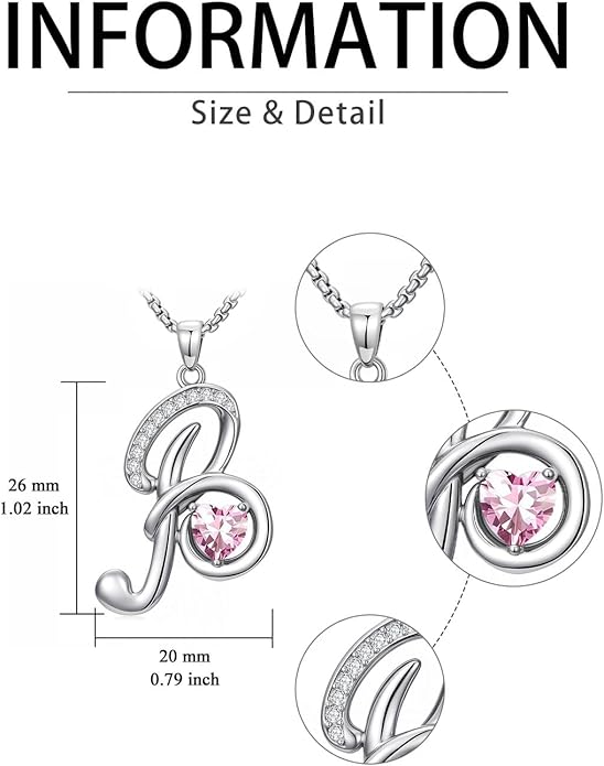 Christmas Gifts for Women Alphabet A to Z Initial Birthstone Pendant Necklaces for Women - 18k White Gold Plated Personalized Name Jewelry Valentine Mothers Day Birthday Gifts for Women Her Girlfriend