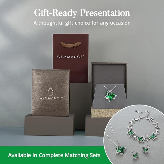 Gift Butterfly Birthstone Crystal Necklace, Silver Tone with 18”+2” Chain, Necklace for Mother’s Day Anniversary Birthday Gifts for Women and Daughter