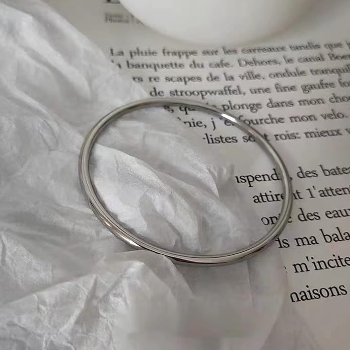 Kainier 3mm 14K Gold Plated Bracelet Stainless Steel Glossy Stackable Thin Round Bangle Bracelet for Women Solid Plain Polished Bracelet Best Gifts for Love