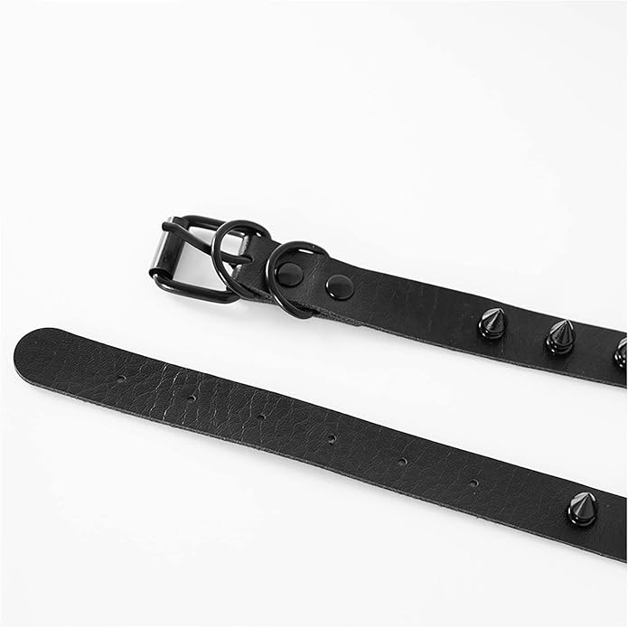 MILAKOO Punk Black Choker Gothic Spiked Rivets for Women Men with Charm Pendant Leather Necklace