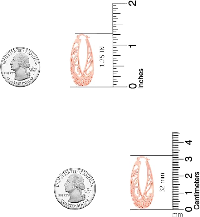 LeCalla 925 Sterling Silver Hoop Earrings | Women's Filigree Hoop Earrings | Openwork Mesh Filigree Cut Earring | Lightweight & Hypoallergenic Vintage Hoop Earrings for Women