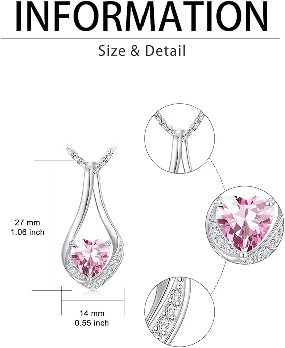 Birthstone Necklaces for Women,18k Yellow/White Gold Plated Forever Love Heart Infinity Pendant Necklace Anniversary Jewelry Christmas Birthday Gifts for Women Her Wife Girlfriend