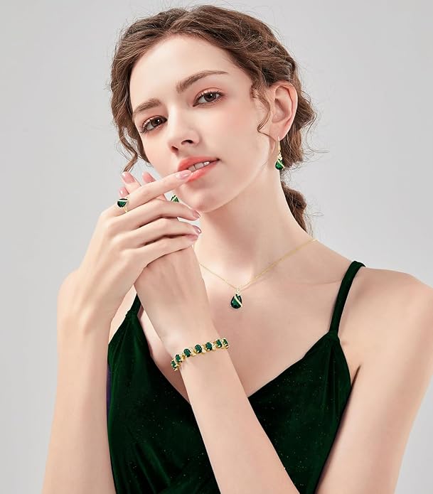 ZCGJWE Wedding Jewelry Set for Women Gem Necklace Earrings Bracelet Luxury Jewelry Set Birthday Valentine's Day Mother's Day Christmas Prom Jewelry Gift