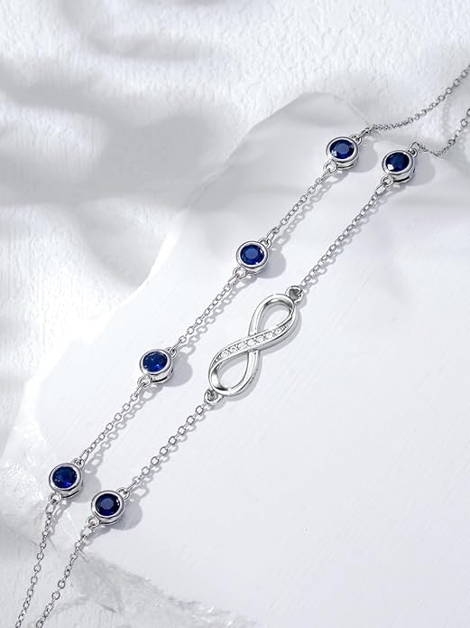 Dorunmo Anklet Bracelets for Women 925 Sterling Silver Infinity Anklets Bracelets Birthstone Jewelry Gifts for Mom Wife