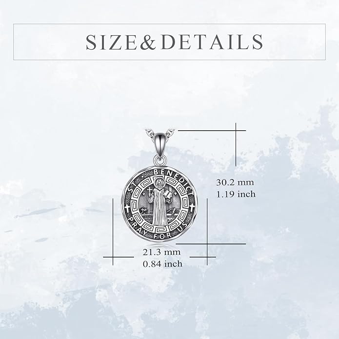 YFN Patron Saint Necklace Sterling Silver Amulet Medal Pendant Religious Protector Jewelry Gifts for Women Men