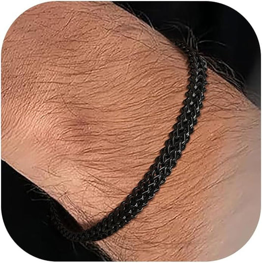 Richsteel Bracelets for Men 6mm/10mm/12mm Width Stainless Steel With Sturdy Clasp Franco Curb Chain Mens Bracelet 7.4/8.2/9 Inches Length