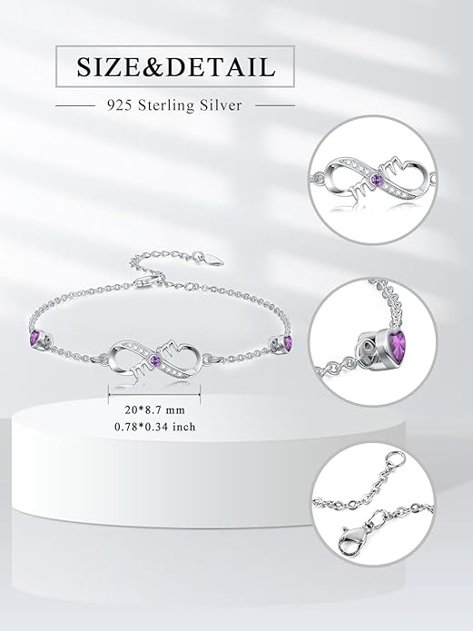 Dorunmo Infinity Bracelet Mom Bracelet 925 Sterling Silver 14K Gold Plated Infinity Heart Anklet for Women Christmas Jewelry Gifts for Wife Mom Daughter