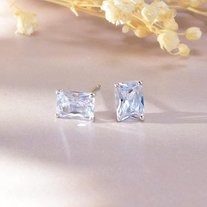 925 Sterling Silver Cubic Zirconia Necklace and Earrings Set for Women, Heart, Cushion, Round, Emerald Cut CZ, Solitaire Bezel Jewelry Set, CZ Bridal Jewelry Set, Bridesmaid Gift