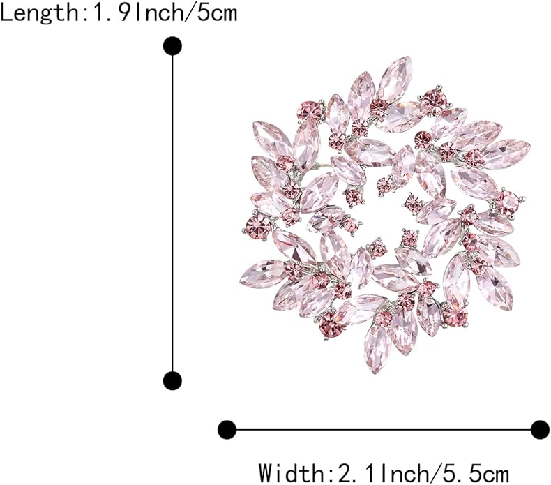 BriLove Austrian Crystal Rhinestone Elegant Flower Marquise Wreath Brooches for Women