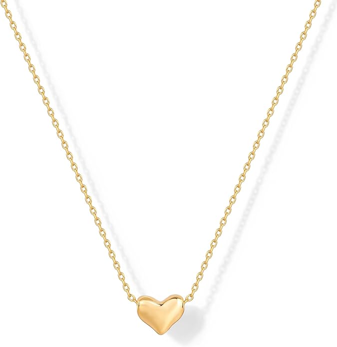 PAVOI 14K Gold Plated Cubic Zirconia Heart Necklace | Cute Dainty Love Pendant Necklaces for Women