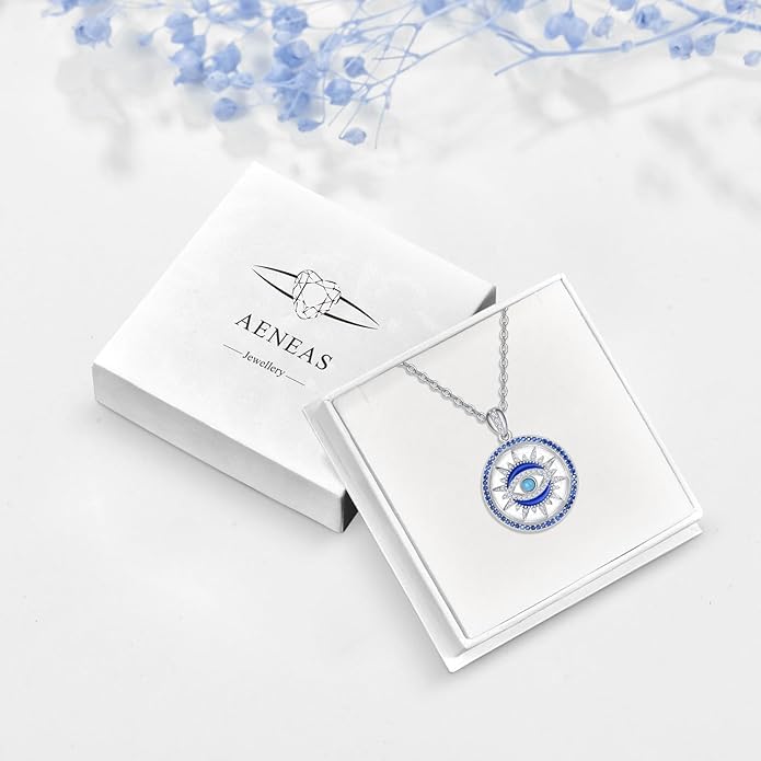 AENEAS Evil Eye Necklace for Women 925 Sterling Silver Necklace Ojo Turco Trendy Jewelry Gifts for Women Wife