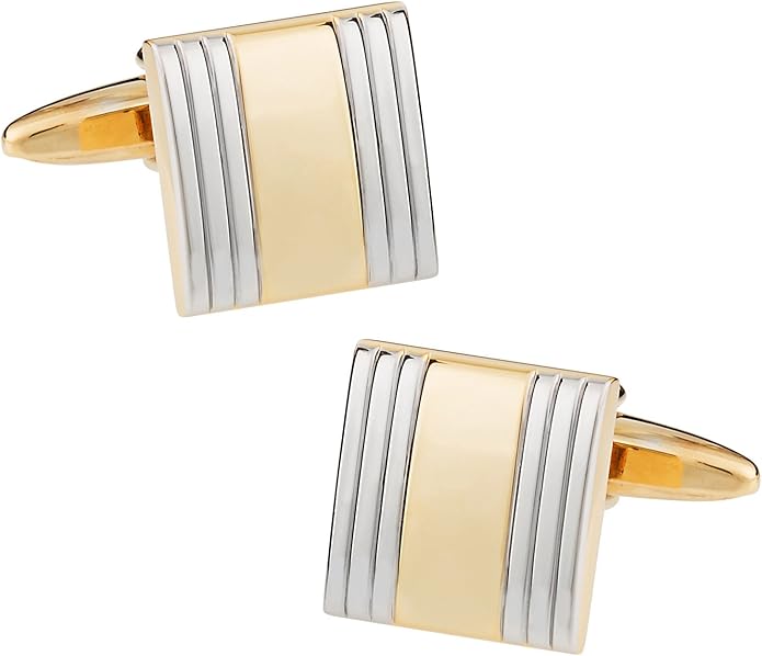 Cuff-Daddy Chic Unisex Men's and Women's Silver Gold-Tone Cufflinks with Presentation Box