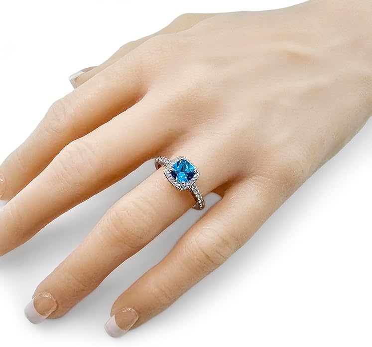 NANA Jewels Sterling Silver Engagement Rings for Women - Choose Simulated Morganite, Citrine, Aquamarine & More